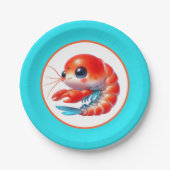 かわいいビーチエビパーティー ペーパープレート (正面)