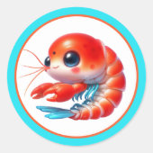 かわいいビーチエビパーティー ラウンドシール (正面)