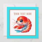 かわいいビーチエビパーティー 招待状 (正面)