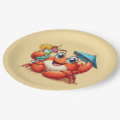 かわいいビーチカクテルカニパーティー ペーパープレート (アングル)