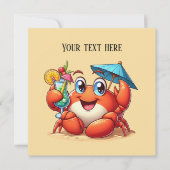 かわいいビーチカクテルカニパーティー 招待状 (正面)