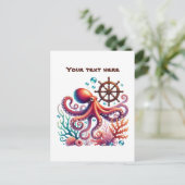 かわいいビーチカスタマイズタコ ポストカード (スタンド正面)