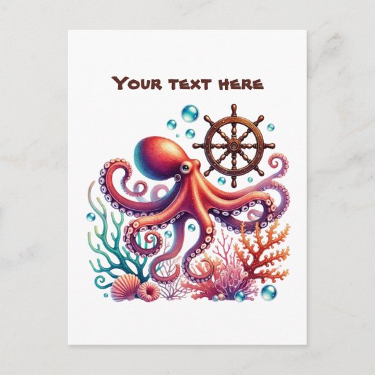 かわいいビーチカスタマイズタコ ポストカード (正面)