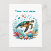 かわいいビーチカスタマイズ可能なウミガメ ポストカード (正面)