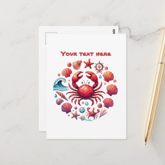 かわいいビーチカスタマイズ可能なカニ愛好家 ポストカード (正面/裏面インサイチュ)