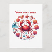 かわいいビーチカスタマイズ可能なカニ愛好家 ポストカード (正面)