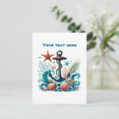 かわいいビーチカスタマイズ可能な船舶のいかり ポストカード (スタンド正面)