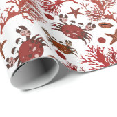 かわいいビーチカニのパターンパーティーラップ ラッピングペーパー (ロールコーナー)