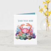 かわいいビーチカニの恋人にメッセージを追加 カード (黄色い花)