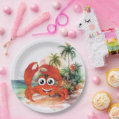 かわいいビーチカニ愛好家紙プレート ペーパープレート (パーティー)