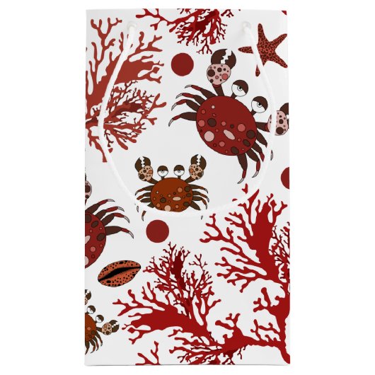 かわいいビーチカニ模様パーティーバッグ スモールペーパーバッグ (裏面)