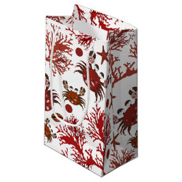 かわいいビーチカニ模様パーティーバッグ スモールペーパーバッグ