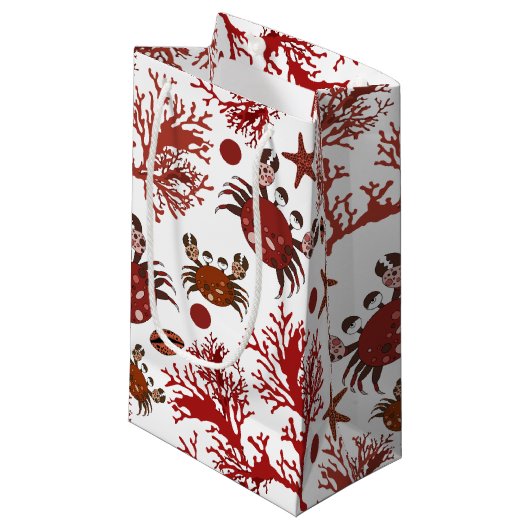 かわいいビーチカニ模様パーティーバッグ スモールペーパーバッグ (正面アングル)