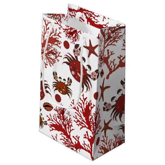 かわいいビーチカニ模様パーティーバッグ スモールペーパーバッグ (裏面アングル)