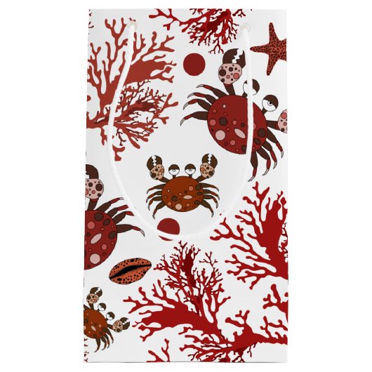 かわいいビーチカニ模様パーティーバッグ スモールペーパーバッグ (正面)