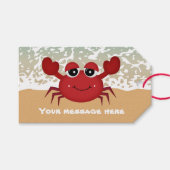 かわいいビーチカニ追加メッセージ名ラベル ギフトタグ (正面(横))