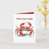 かわいいビーチカニ追加文字 カード (黄色い花)