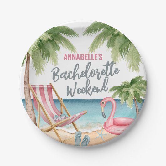 かわいいビーチガールズウィークエンドバチェロレッテ ペーパープレート (正面)