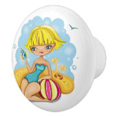 かわいいビーチガールドロワーノブ セラミックノブ (右)