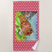 かわいいビーチキャットタオル ビーチタオル (正面)