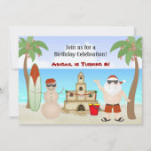 かわいいビーチクリスマスホリデー誕生日招待状 招待状 (正面)