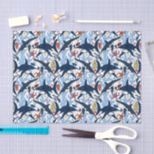 かわいいビーチサメ柄のパーティー組織 薄葉紙 (クラフト)