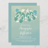 かわいいビーチサンダルのビーチのブライダルシャワーの招待 招待状 (正面/裏面)