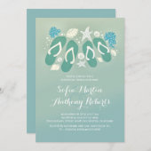 かわいいビーチサンダルのビーチのリハーサルの夕食の招待 招待状 (正面/裏面)