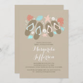 かわいいビーチサンダルビーチブライダルシャワー招待状 招待状 (正面/裏面)