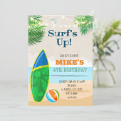 かわいいビーチサーフ誕生日 招待状 (スタンド正面)