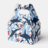 かわいいビーチシャーク柄パーティーボックス フェイバーボックス (裏面サイド)