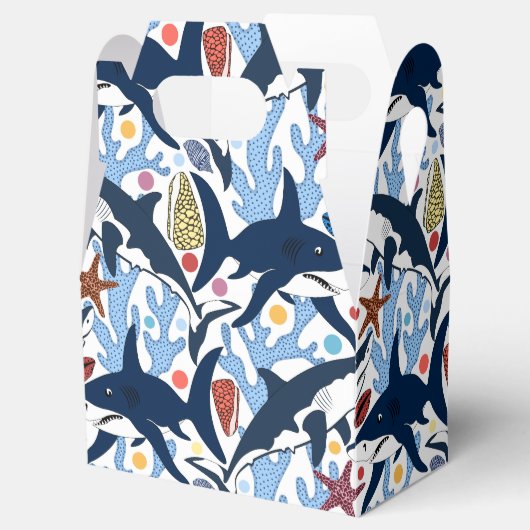 かわいいビーチシャーク柄パーティーボックス フェイバーボックス (オープン)