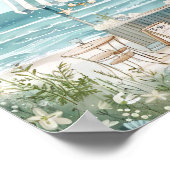 かわいいビーチシーン水彩イラストレーション ポスター (角)