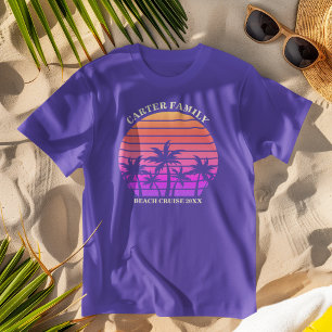 かわいいビーチトリップトロピカルパームカスタムツリー紫 Tシャツ