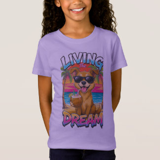 かわいいビーチドッグの夏Tシャツ Tシャツ