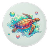 かわいいビーチハウスウミガメ セラミックノブ (正面)