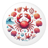 かわいいビーチハウスカニ セラミックノブ (正面)