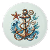 かわいいビーチハウスシップいかり セラミックノブ (正面)