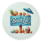 かわいいビーチハウスビーチライフサイン セラミックノブ (正面)