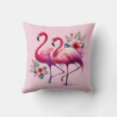 かわいいビーチハウスピンクのフラミンゴ愛好家 クッション (裏面)