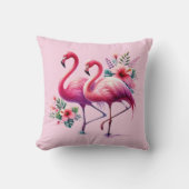 かわいいビーチハウスピンクのフラミンゴ愛好家 クッション (正面)