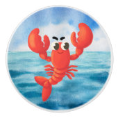 かわいいビーチハウスロブスターラバーデコール セラミックノブ (正面)