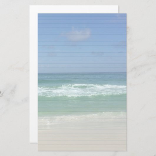 かわいいビーチハウス写真ブルーライン 便箋 (正面/裏面)