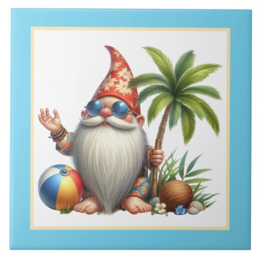 かわいいビーチハウス格言 タイル (正面)