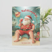 かわいいビーチハワイメレカリキマカクリスマスフォト シーズンカード (スタンド正面)