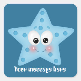 かわいいビーチヒトデ追加メッセージシール スクエアシール