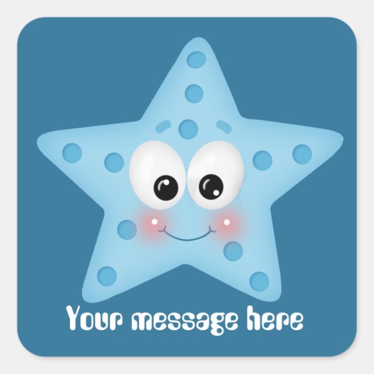 かわいいビーチヒトデ追加メッセージシール スクエアシール (正面)