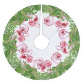 かわいいビーチピンクのフラミンゴクリスマス ブラッシュドポリエステルツリースカート (正面)