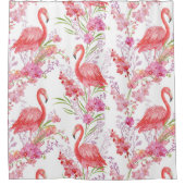 かわいいビーチピンクのフラミンゴシャワーカーテン シャワーカーテン (正面)