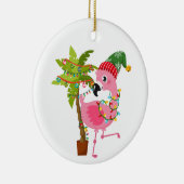 かわいいビーチピンクのフラミンゴ追加気持ち セラミックオーナメント (右)